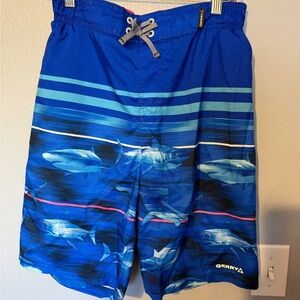 Gerry Weber Blue Shark-Print Swim Shorts with Stripe Accents